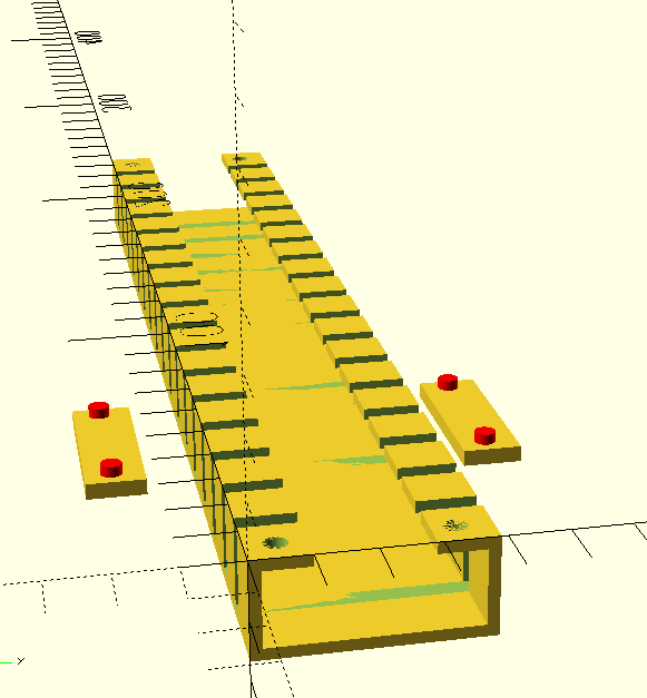 Corrected OpenSCAD model with flexible fingers and retaining clips