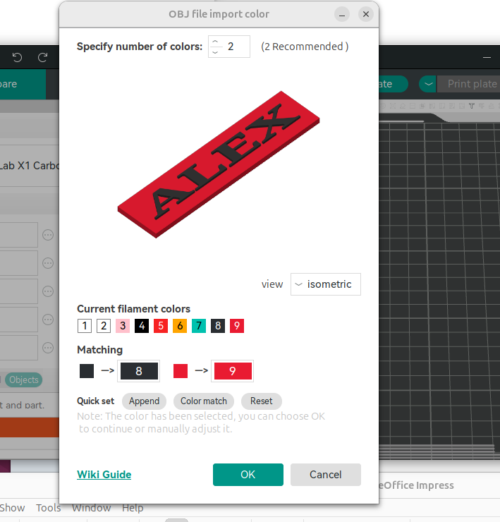 OBJ colour import in the slicer